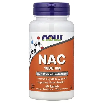 [733739001849] NOW NAC 1000 mg Antioxidant Support – 60 Tablets