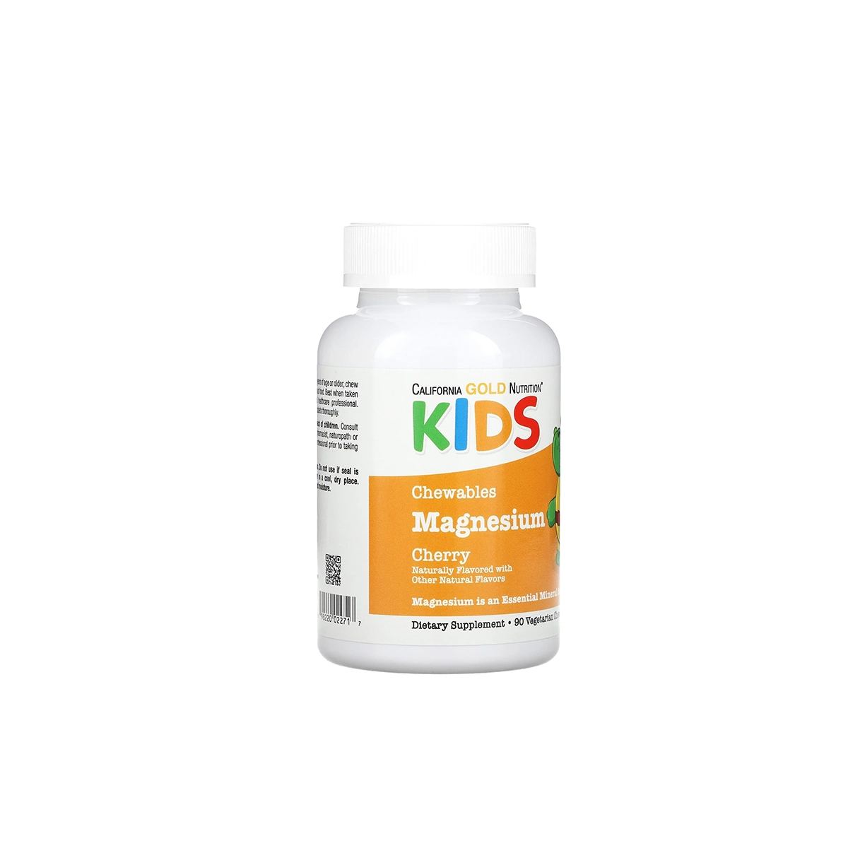 [898220022717] California Gold Nutrition Kids Magnesium Chewables – Cherry Flavor, 90 Vegetarian Tablets
