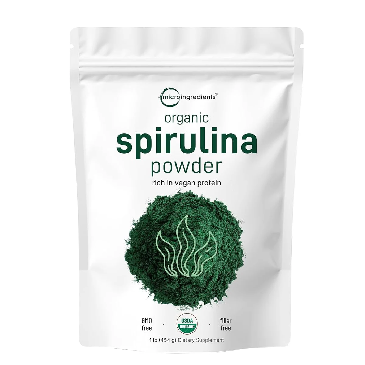 [850015616457] Micro Ingredients Organic Spirulina Powder 454g – Plant-Based Vegan Protein Superfood