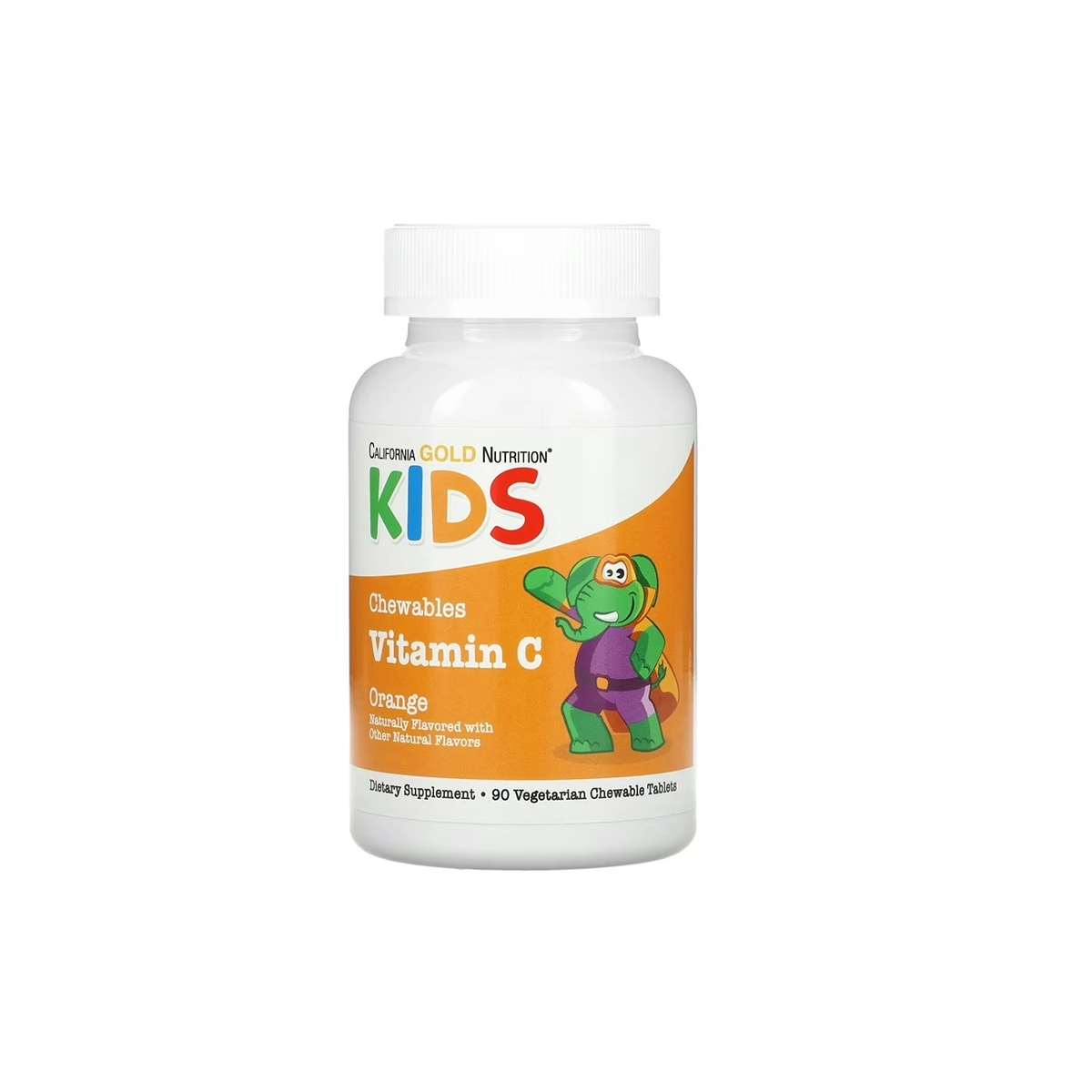 [898220022748] California Gold Nutrition Kids Chewable Vitamin C – Orange Flavor – 90 Vegetarian Tablets