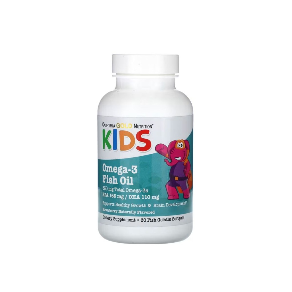 [898220022700] California Gold Nutrition, Kid’s Omega-3 Fish Oil, Natural Strawberry, 60 Fish Gelatin Softgels