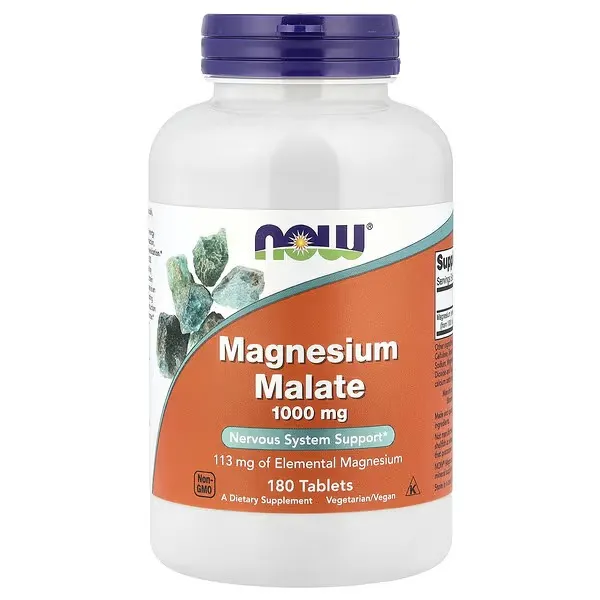 [733739013002] NOW Magnesium Malate 1000mg 180 Tablets