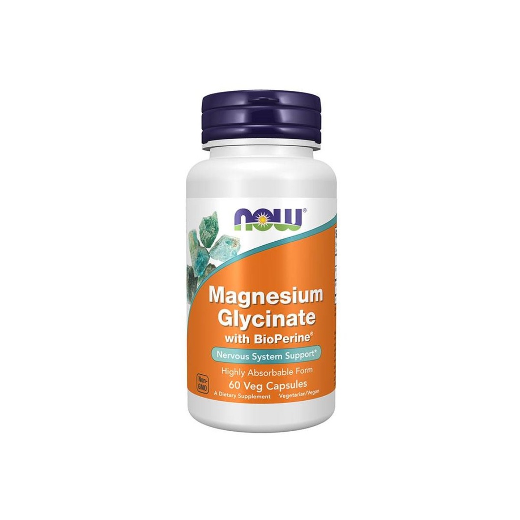 [733739012845] NOW Magnesium Glycinate with BioPerine 60 Veg Capsules